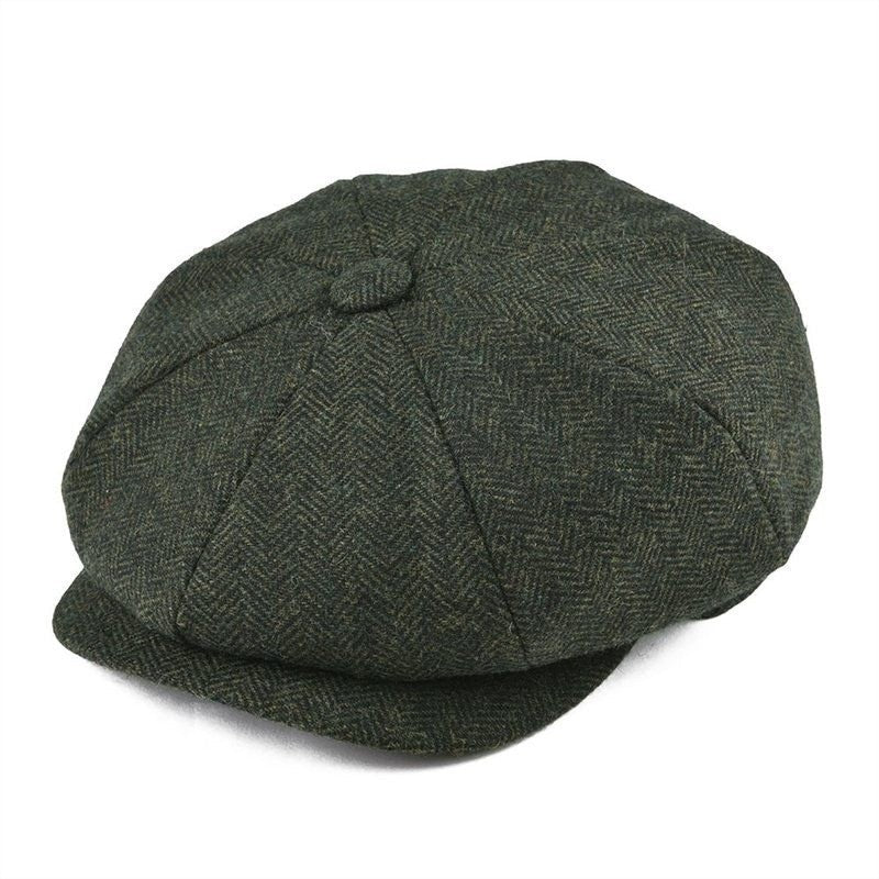 Sterling Vintage™ Wool Twill Newsboy Cap 8 Panel Wool Button