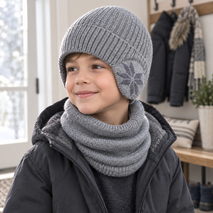 Sterling™ Kids Fleece Beanie and Scarf Set with Ear Coverage