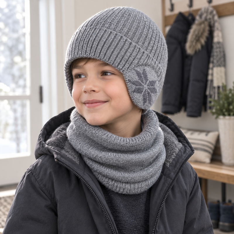 Sterling™ Kids Fleece Beanie and Scarf Set with Ear Coverage