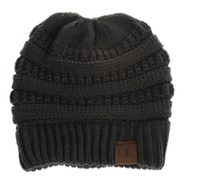 Sterling High Bun™ Beanie Acrylic Cable Knit Hair Opening