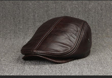 Sterling Cowhide™ Leather Beret Flat Cap Ear Detail