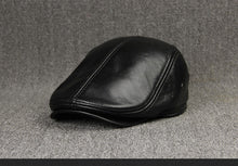 Sterling Cowhide™ Leather Beret Flat Cap Ear Detail