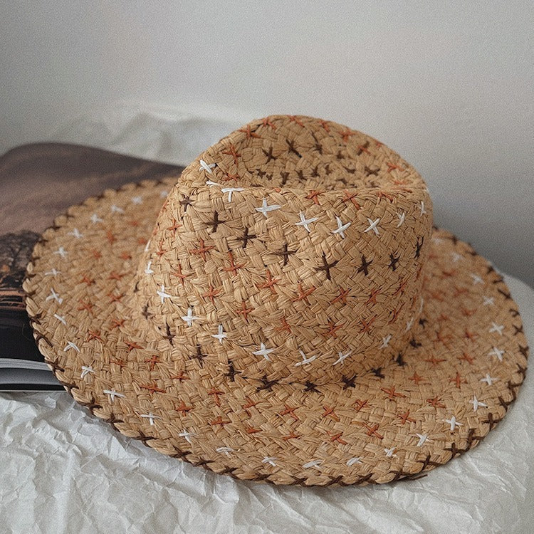 Sterling Retro Personality™ Western Cowboy Style Straw Hat Sun Brim