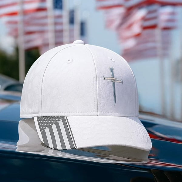Sterling Christian Baseball Hat™ with Cross Decal Curved Fabric Strap