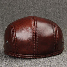 Sterling Cowhide™ Leather Beret Flat Cap Ear Detail