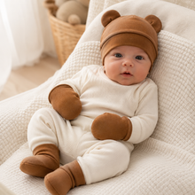 Sterling™ Newborn Bow Beanie and Mittens Set