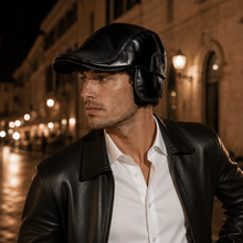 Sterling Gadsen Leather Cap™ Faux Leather Flat Cap With Ear Flaps