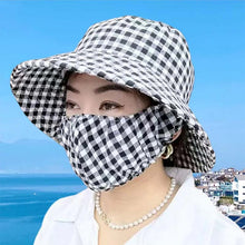 Sterling Sun Protection Mask Hat™ Wide Brim Gingham Face Cover