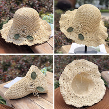 Sterling Elegant Crochet™ Straw Hat with Ruffle Detail Wide Brim