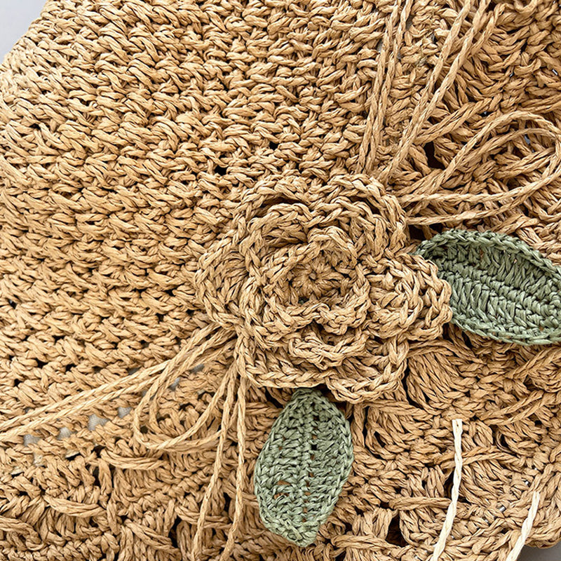 Sterling Elegant Crochet™ Straw Hat with Ruffle Detail Wide Brim