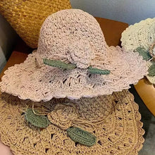 Sterling Elegant Crochet™ Straw Hat with Ruffle Detail Wide Brim