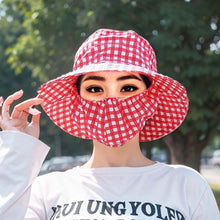 Sterling Sun Protection Mask Hat™ Wide Brim Gingham Face Cover