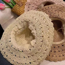 Sterling Elegant Crochet™ Straw Hat with Ruffle Detail Wide Brim