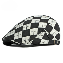 Sterling Larson Checker Cap™ Cotton Blend Flat Cap Leather Trim  Product De