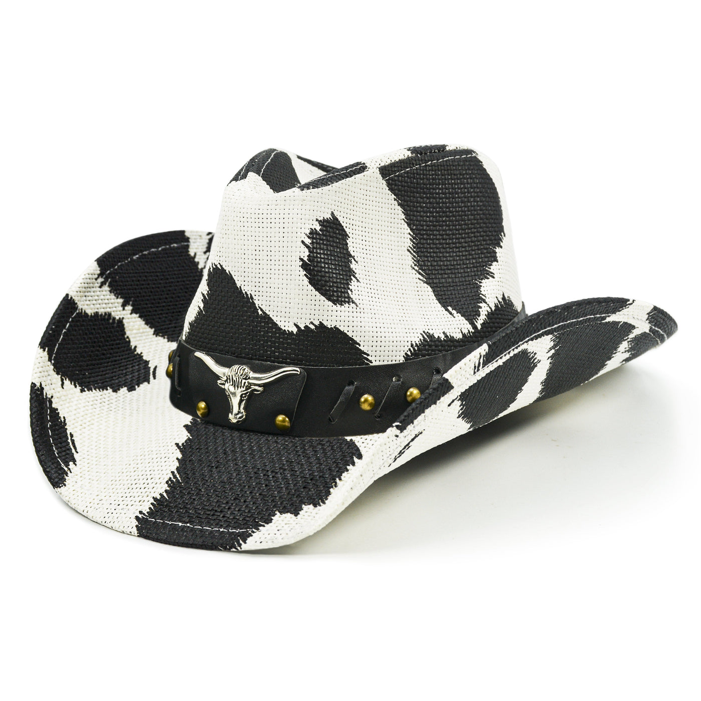 Sterling Cow Print Cowboy Hat™ Straw Western Shapeable Brim