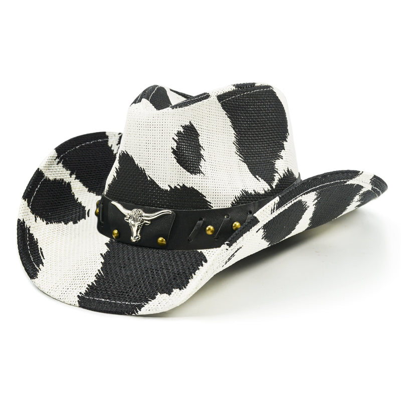 Sterling Cow Print Cowboy Hat™ Straw Western Shapeable Brim