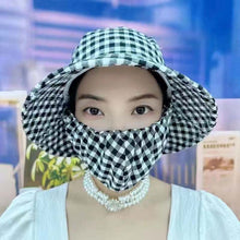 Sterling Sun Protection Mask Hat™ Wide Brim Gingham Face Cover