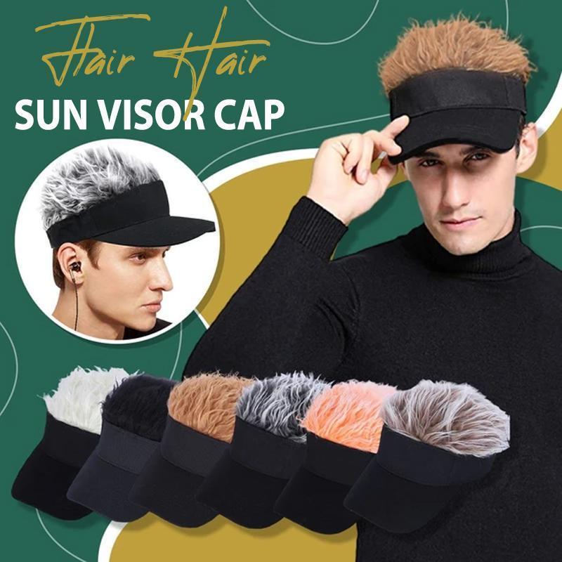 Sterling Flair Hair Sun Visor Cap™ Faux Hair Fabric Brim