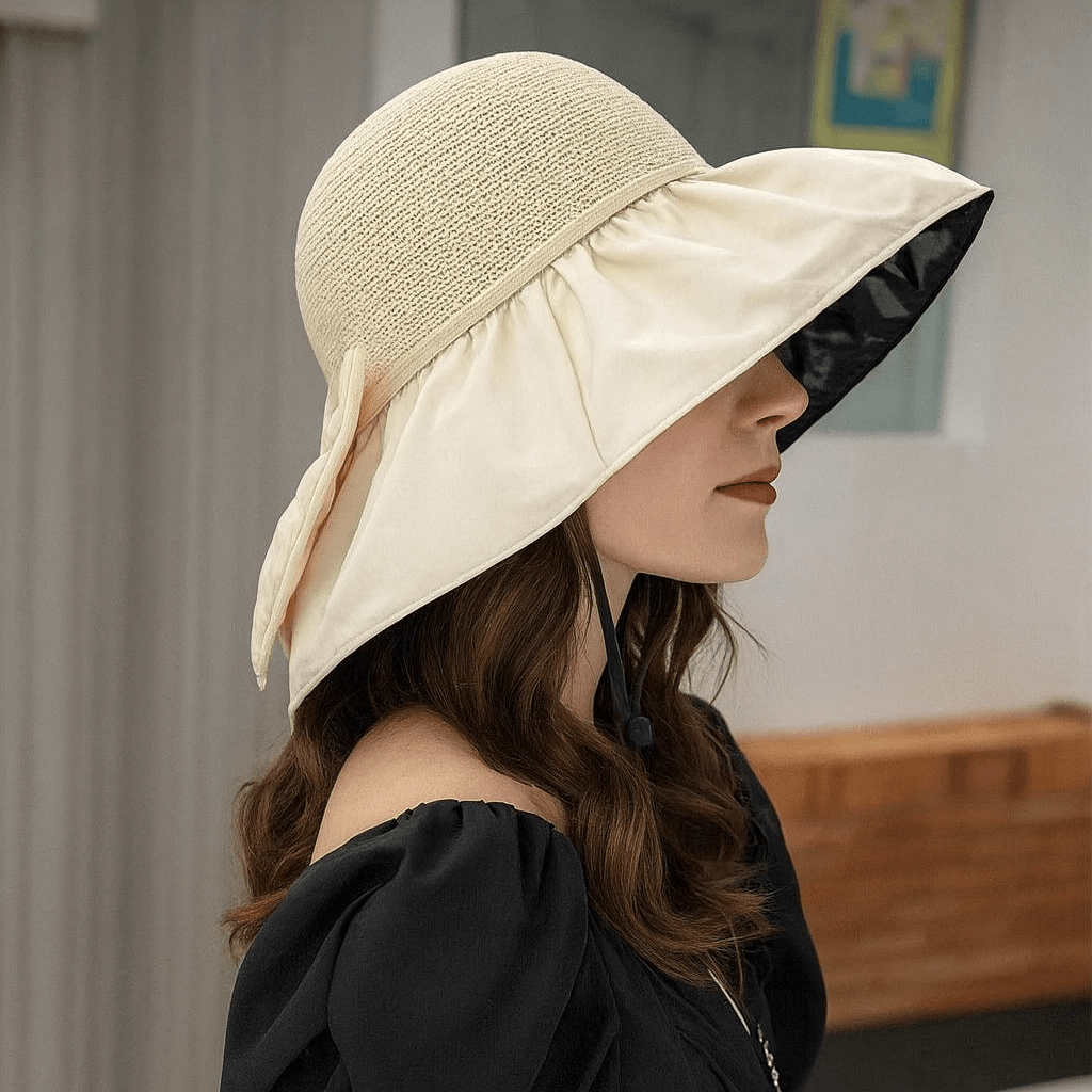 Sterling Promenade™ Wide Brim Straw Sun Hat Bow Detail