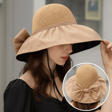 Sterling Promenade™ Wide Brim Straw Sun Hat Bow Detail