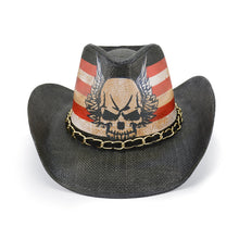Sterling Fluffy Sense Black Skull Wings Cowboy Hat™ Felt Brim