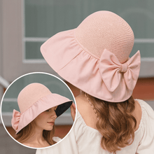 Sterling Promenade™ Wide Brim Straw Sun Hat Bow Detail