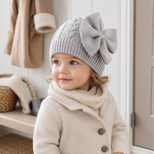 Sterling™ Baby Knit Bow Hat Soft Stretch Beanie With Oversized Bow
