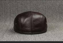 Sterling Cowhide™ Leather Beret Flat Cap Ear Detail