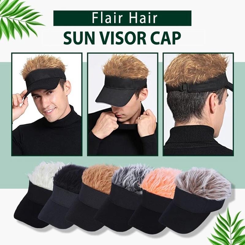 Sterling Flair Hair Sun Visor Cap™ Faux Hair Fabric Brim