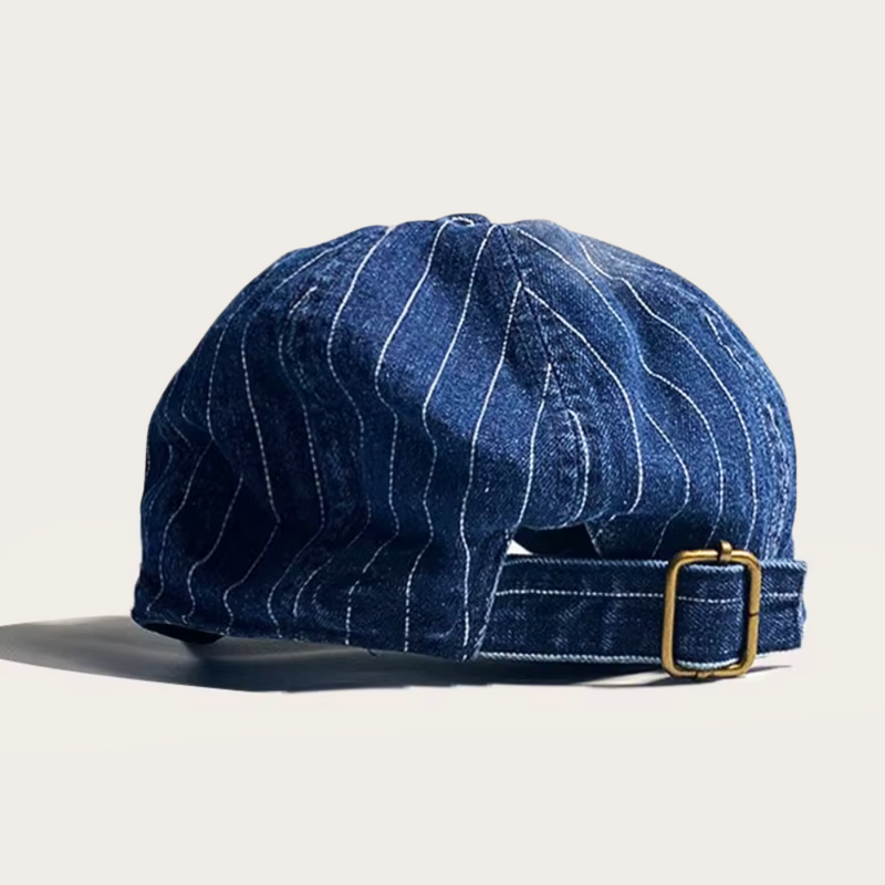 Sterling Pinstripe Newsboy Cap™ Adjustable Denim Brass Buckle