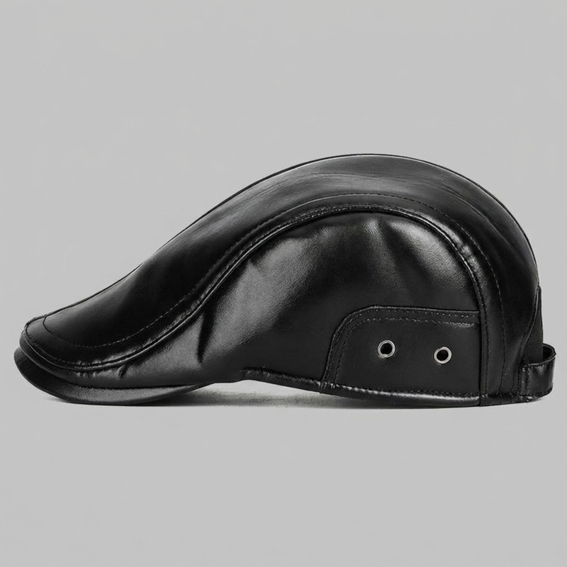 Sterling Gadsen Leather Cap™ Faux Leather Flat Cap With Ear Flaps