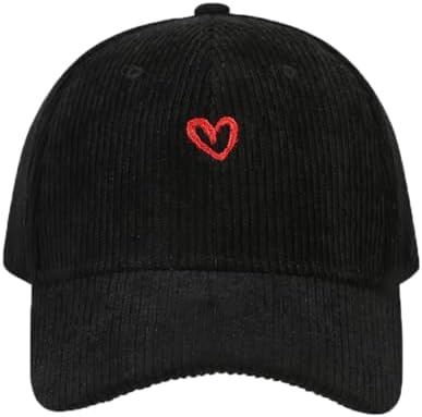 Sterling Heart Corduroy Baseball Cap With Embroidered Detail
