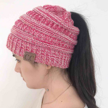 Sterling High Bun™ Beanie Acrylic Cable Knit Hair Opening