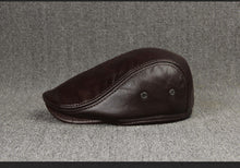 Sterling Cowhide™ Leather Beret Flat Cap Ear Detail
