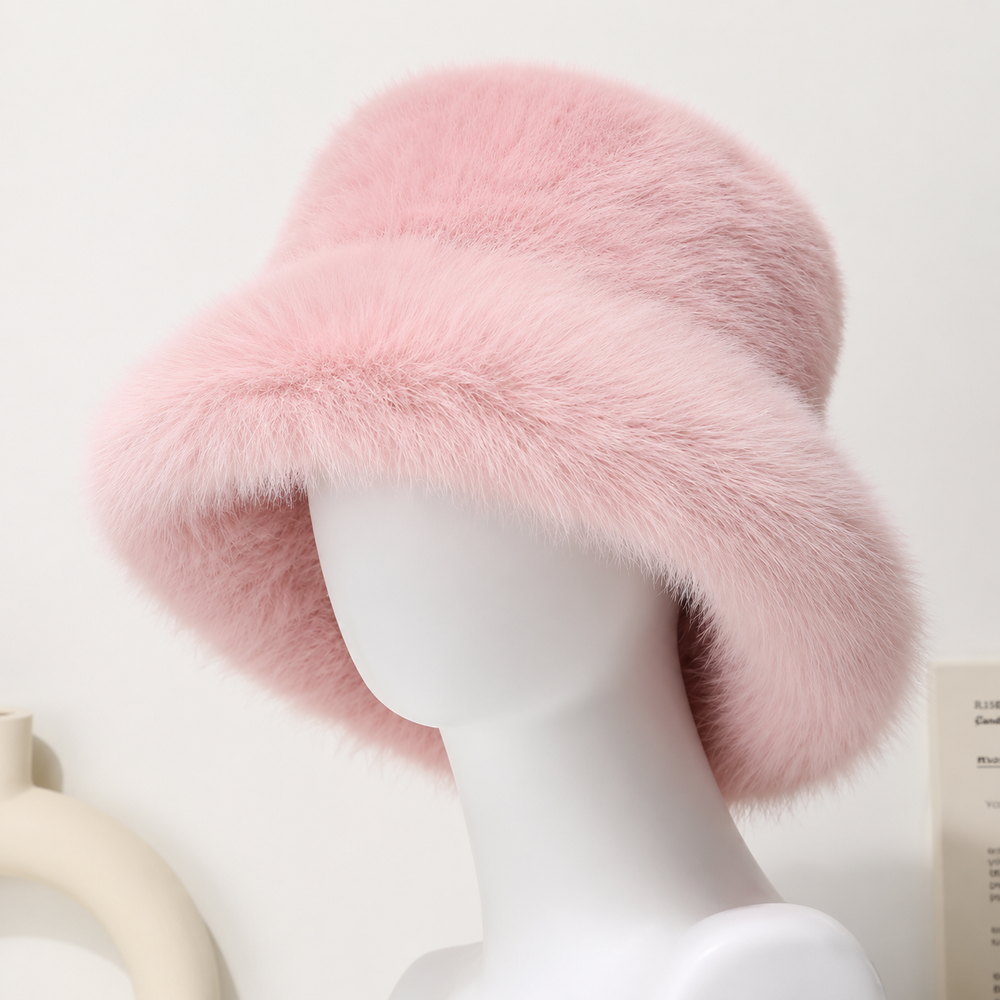 Sterling Solea Winter Bucket Hat™ Faux Mink Plush Bright Yellow