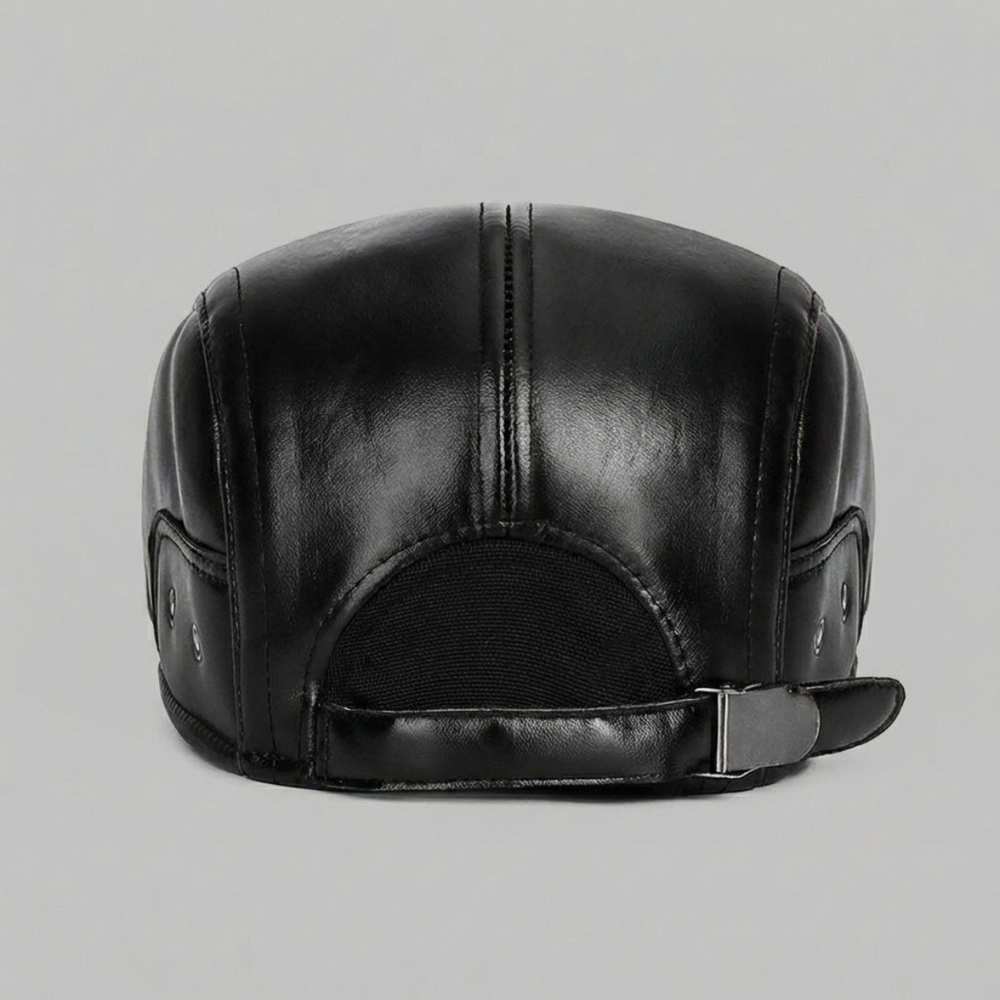 Sterling Gadsen Leather Cap™ Faux Leather Flat Cap With Ear Flaps