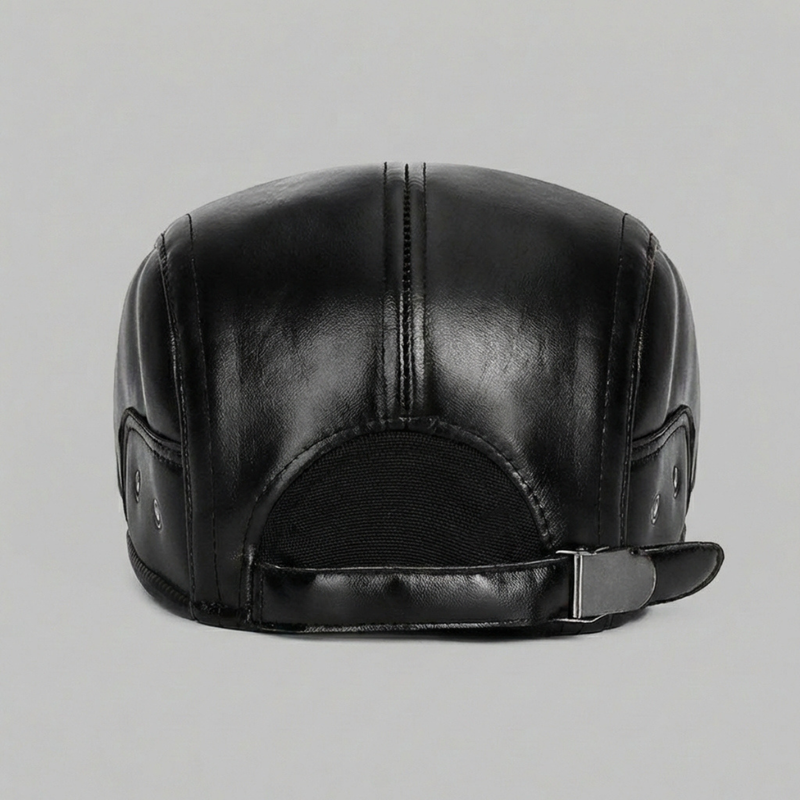 Sterling Gadsen Leather Cap™ Faux Leather Flat Cap With Ear Flaps