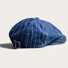 Sterling Pinstripe Newsboy Cap™ Adjustable Denim Brass Buckle