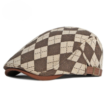 Sterling Larson Checker Cap™ Cotton Blend Flat Cap Leather Trim  Product De