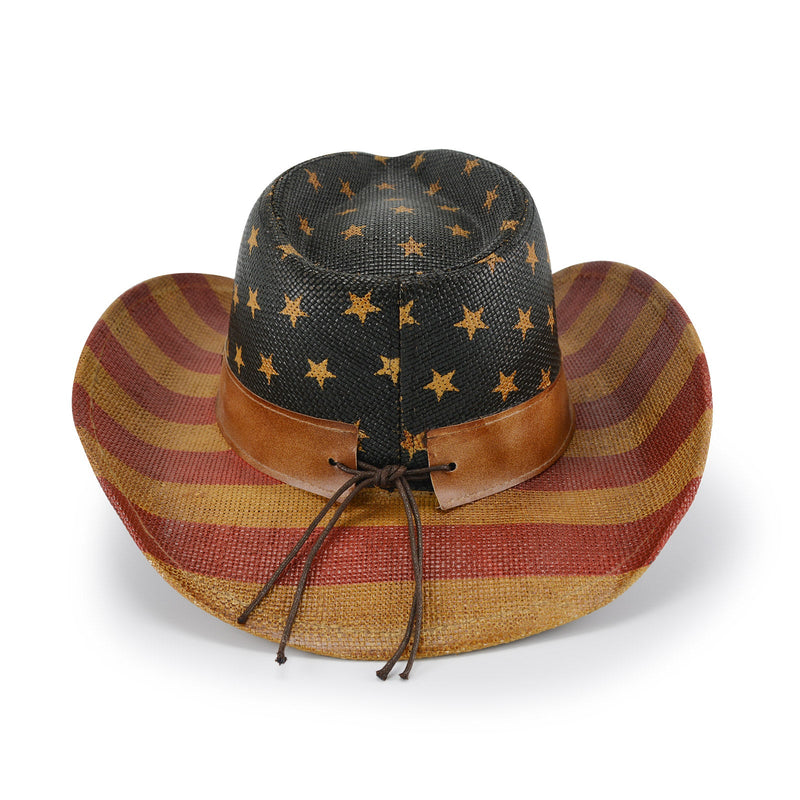 Sterling Vintage USA Flag Cowboy Hat™ Tea Stained Western Brim