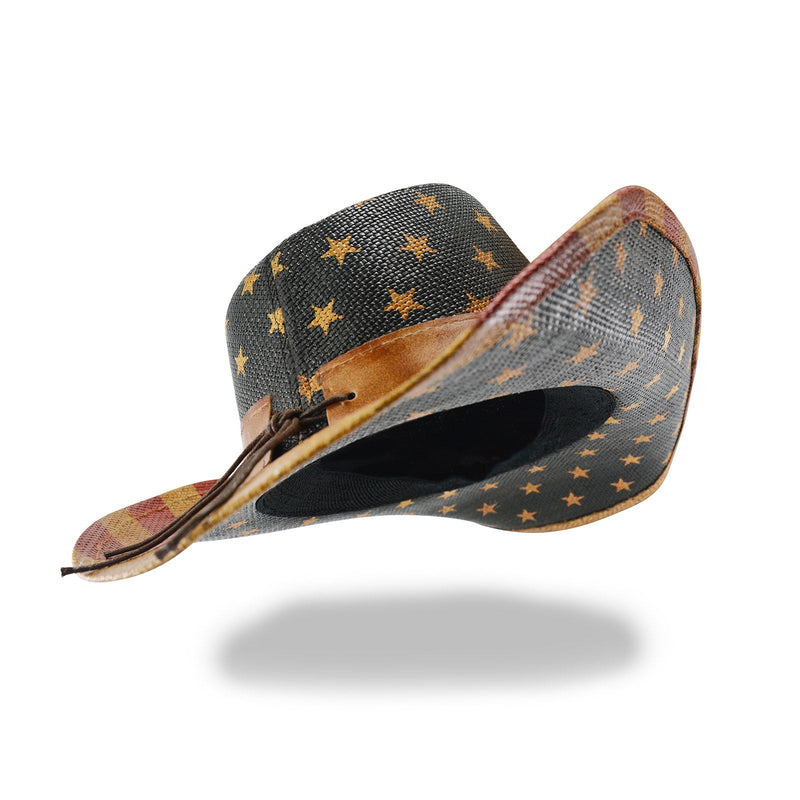Sterling Vintage USA Flag Cowboy Hat™ Tea Stained Western Brim
