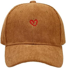 Sterling Heart Corduroy Baseball Cap With Embroidered Detail