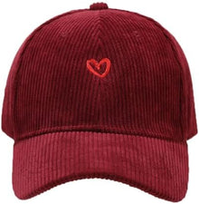 Sterling Heart Corduroy Baseball Cap With Embroidered Detail