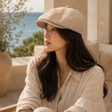 Sterling Aster Breathable Newsboy Cap™ In Flax With Octagonal Crown