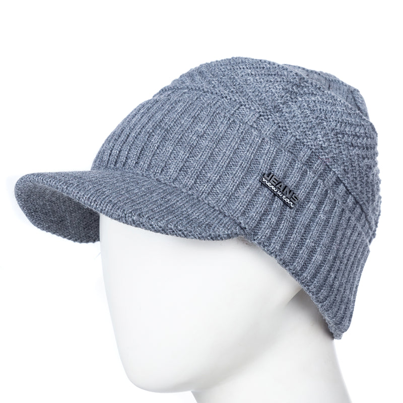 Sterling Fur Lined™ Beanie Visor Knit Cap Plush Ear Coverage