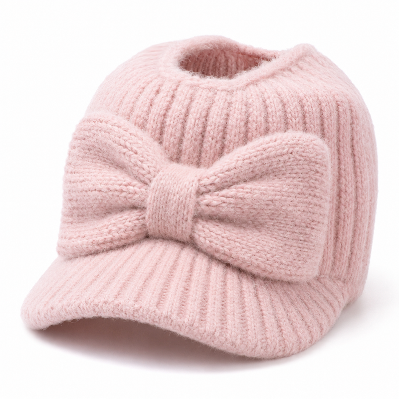 Liora Kids Earflap Cap™ Acrylic Knit Bow Detail