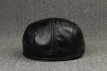 Sterling Cowhide™ Leather Beret Flat Cap Ear Detail