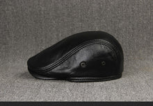 Sterling Cowhide™ Leather Beret Flat Cap Ear Detail