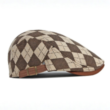 Sterling Larson Checker Cap™ Cotton Blend Flat Cap Leather Trim  Product De