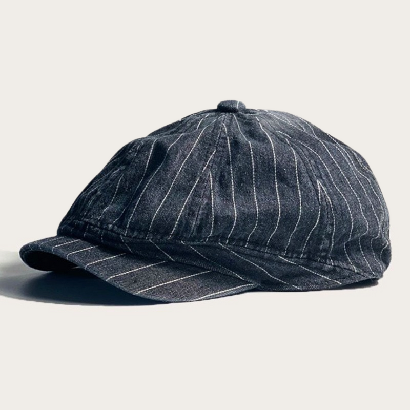 Sterling Pinstripe Newsboy Cap™ Adjustable Denim Brass Buckle